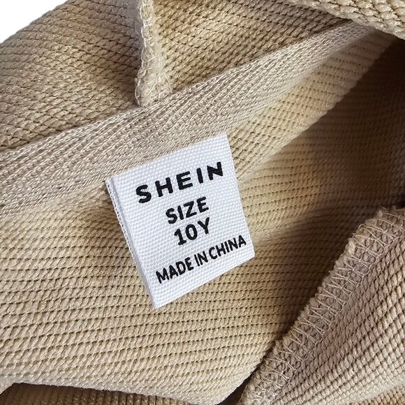 SHEIN Girls Cat Ear Hoodie, Lace Up Arm, Crop,Pullover, Beige, Size 10Y - Picture 5 of 8